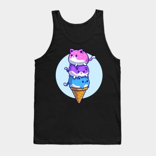 Cute Cat Ice Cream Cartoon Tank Top